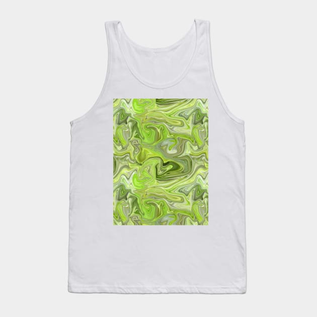 Lime Green Silk Marble - Digital Liquid Paint Tank Top by GenAumonier